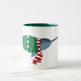 Bicolor Taza de Narwhal del navidad