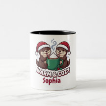 Taza de Navidad de Nutrias Personalizadas | Cálida