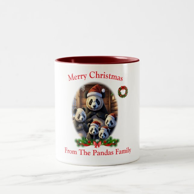 Bicolor Taza de Navidad de Osos Panda (Centro)