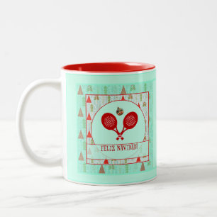 Bicolor Taza de Navidad de Padel – Una Navidad Retro de Pa