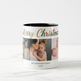 Bicolor Taza De Navidad Feliz Con Cinco Fotos – Regalo Per