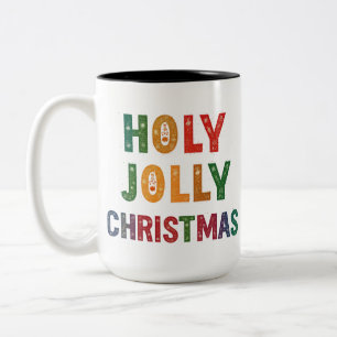 Bicolor Taza de Navidad Holly Jolly de dos tonos - 15 oz