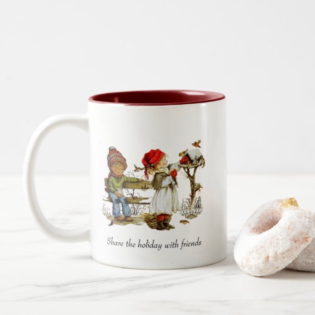 Bicolor Taza de Navidad/Invierno (Con donut)
