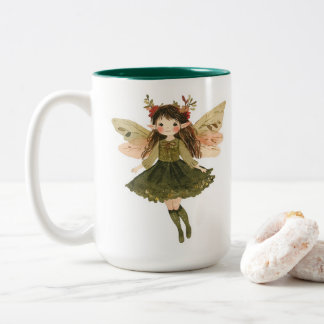 Bicolor Taza de niña hada del bosque caprichoso de madera