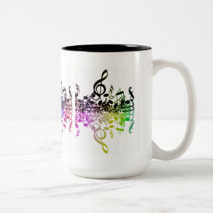 Bicolor Taza de notas musicales de arcoíris con solo agudo