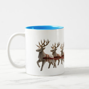 Bicolor Taza de Origami Santa Trineo con Reno