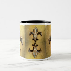 Bicolor Taza de oro de la impresión de la flor de lis