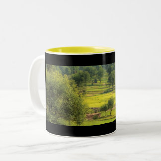 Bicolor Taza de paisaje verde escénico del valle - Café de