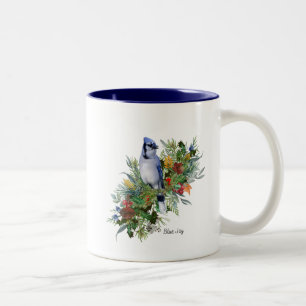 Bicolor Taza de pájaro arrendajo azul