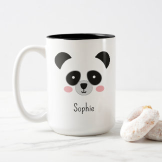 Bicolor Taza de Panda Kawaii Adorable – Diseño de Nombre P