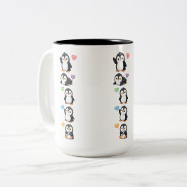 Bicolor Taza de paquete de pegatinas Pingüino Kawaii con c