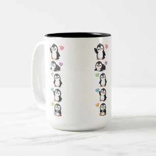 Bicolor Taza de paquete de pegatinas Pingüino Kawaii con c