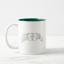 Taza de Pareja Corazón Brindis Página para Colorea
