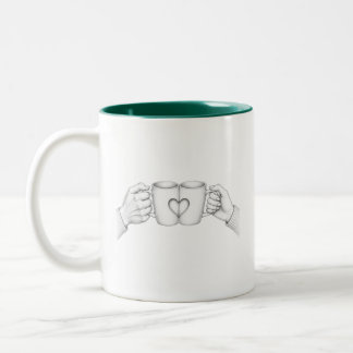 Bicolor Taza de Pareja Corazón Brindis Página para Colorea