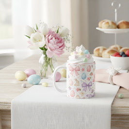 Bicolor Taza de Pascua Conejo Coquette y Lazos Rosados