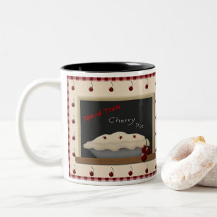 Bicolor Taza de pastel de cereza estilo campestre