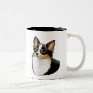 Bicolor Taza de pelo largo tricolora de la chihuahua