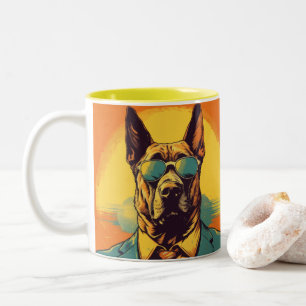 Bicolor Taza de Perro Genial con Gafas de Sol Vibraciones 