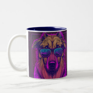 Bicolor Taza de Perro Genial y Colorido con Gafas de Sol y