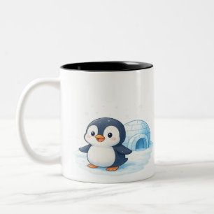 Bicolor taza de pingüino lindo