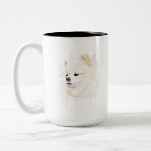 Bicolor Taza de pomerania – Taza de café para perro Pom, A