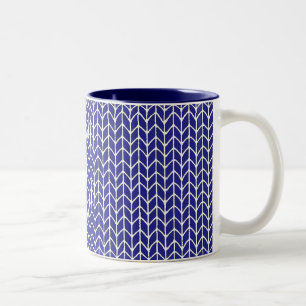 Bicolor Taza de punto azul real de dos tonos marino