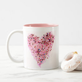 Bicolor Taza de purpurina con corazón rosa