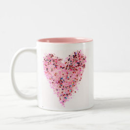 Bicolor Taza de purpurina con corazón rosa