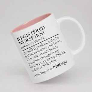 Bicolor Taza de regalo con definición de enfermera persona