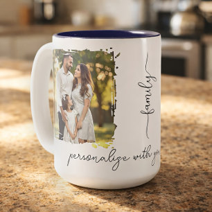 Bicolor Taza de regalo con foto familiar personalizada