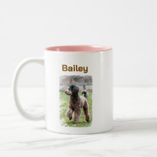 Bicolor Taza de regalo con retrato de mascota caniche marr