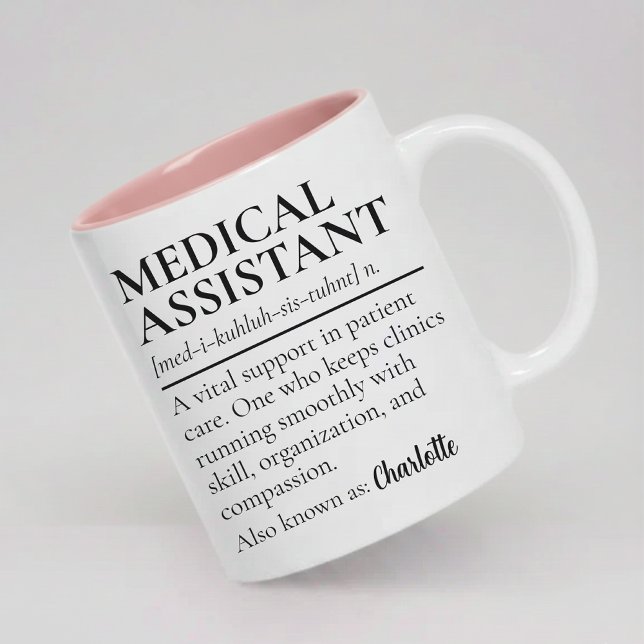 Bicolor Taza de regalo de agradecimiento para Asistente Mé (Medical Assistant Thank You Gift Mug for Her, Medical Assistant Graduation Mug Personalized Gift)