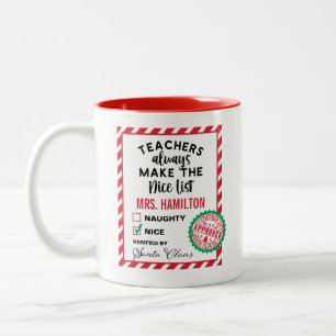 Bicolor Taza de regalo de Navidad de profesor lindo lista