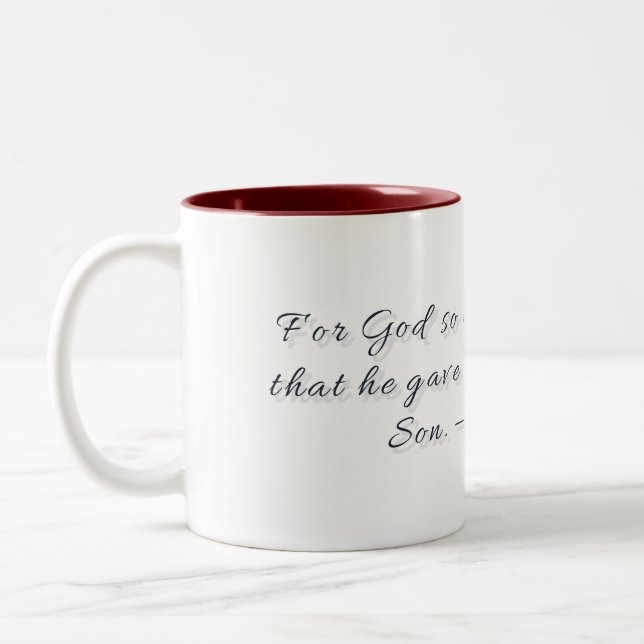 Bicolor Taza de regalo, Juan 3:16 (Izquierda)