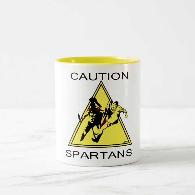 Bicolor Taza de Spartans de la precaución (Centro)