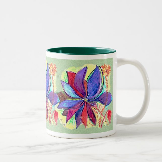 Bicolor Taza de Starflower en fondo verde (Derecha)
