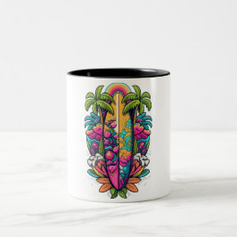 Bicolor taza de tabla de surf tropical