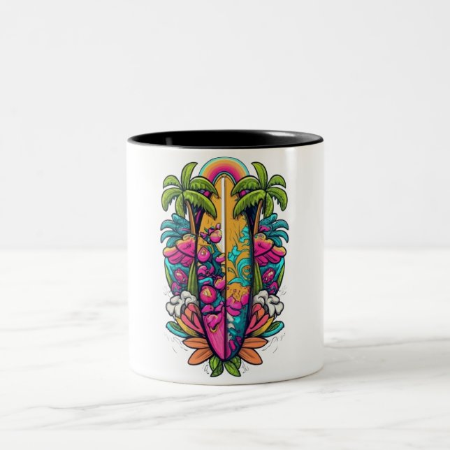 Bicolor taza de tabla de surf tropical (Centro)