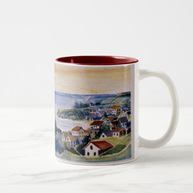 Bicolor Taza de té de pueblo de mar (Derecha)