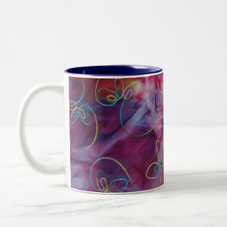 Bicolor Taza de tela con teñido psicodélico de nudos