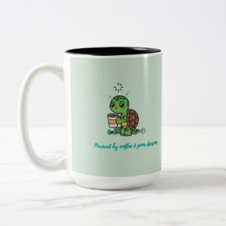Bicolor Taza de tortuga de café adorable
