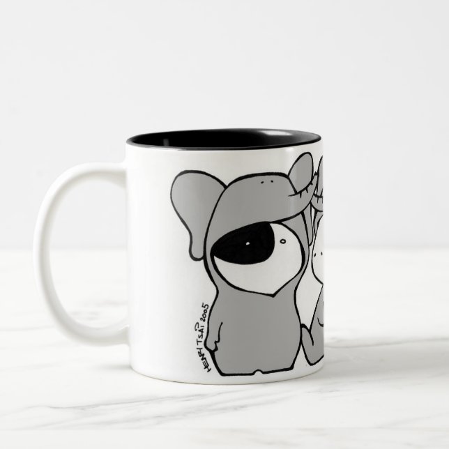 Bicolor Taza de tres "elefantes" (Izquierda)