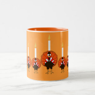 Bicolor Taza de Turquía Menorah Thanksgivukkah