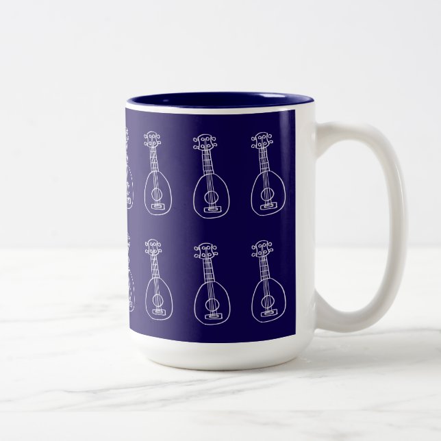 Bicolor Taza de Ukulele Azul Oscuro (Derecha)