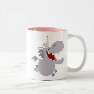 Bicolor Taza de unicornio de dibujos animados con dientes