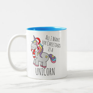 Bicolor Taza de Unicornio de Navidad
