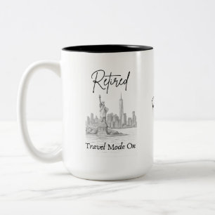 Bicolor Taza de viaje de jubilación regalo para viajeros