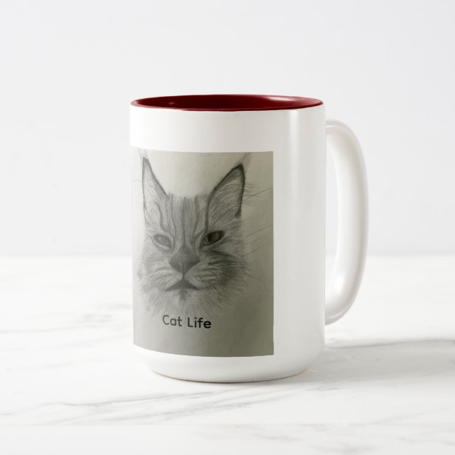 Bicolor Taza de vida de gato (Anverso derecho)