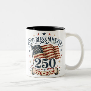 Bicolor Taza del 250 aniversario de Dios Bendiga América