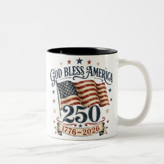 Bicolor Taza del 250 aniversario de Dios Bendiga América